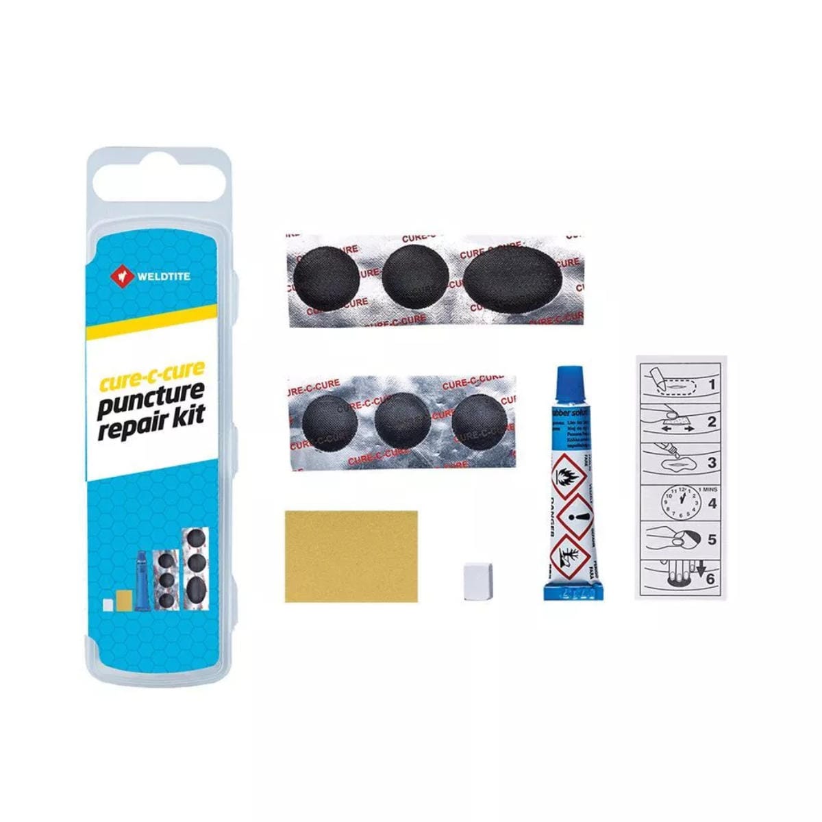 Weldtite Rubber Puncture Patches + 15g Glue – Bicycle Tyre Tube Repair Kit